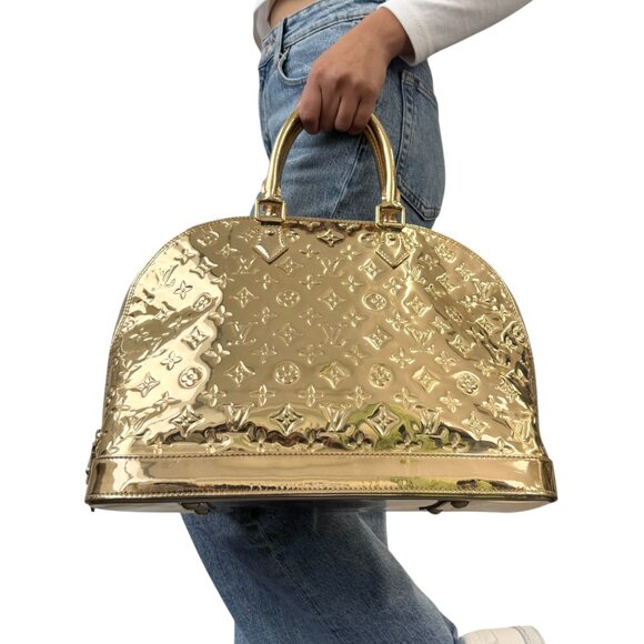LOUIS VUITTON Vintage Monogram Miroir Alma GM Gold Tote Bag Patent [106435] - Picture 2 of 16